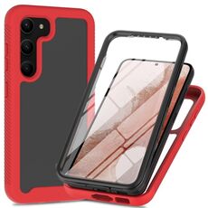 Per Samsung Galaxy S23 5G Custodia protettiva per telefono trasparente integrata a due strati in TPU + PC + PET (rosso)