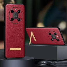 Per Huawei Mate 40 SULADA Custodia per telefono con cover posteriore in pelle con staffa invisibile (rosso)