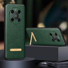 Per Huawei Mate 40 SULADA Custodia per telefono con cover posteriore in pelle con staffa invisibile (verde scuro)