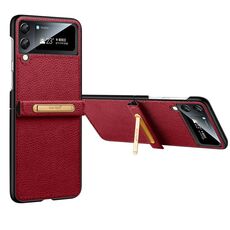 Per Samsung Galaxy Z Flip3 5G SULADA Cover posteriore in pelle con staffa invisibile (rosso)