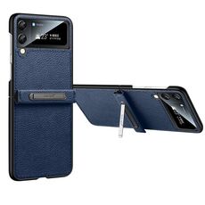 Per Samsung Galaxy Z Flip3 5G SULADA Cover posteriore in pelle con staffa invisibile (blu)