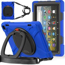 Custodia protettiva per tablet Amazon Fire HD 8 2022 in silicone + PC con supporto e tracolla (blu)