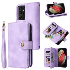 Per Samsung Galaxy S21 Ultra 5G Custodia per cellulare multifunzionale in pelle con cerniera per slot per schede (viola)
