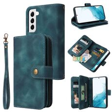 Per Samsung Galaxy S22 5G Custodia per telefono in pelle con cerniera per slot per schede multifunzionale (blu)