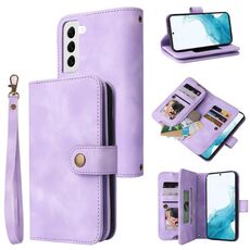 Per Samsung Galaxy S22 5G Custodia per telefono in pelle con cerniera per slot per schede multifunzionale (viola)