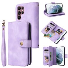Per Samsung Galaxy S22 Ultra 5G Custodia per cellulare multifunzionale in pelle con cerniera per slot per schede (viola)