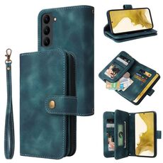 Per Samsung Galaxy S23 + 5G Custodia per telefono in pelle con cerniera per slot per schede multifunzionale (blu)