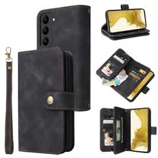 Per Samsung Galaxy S23 + 5G Custodia per telefono in pelle con cerniera per slot per schede multifunzionale (nero)