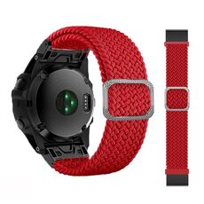Per Garmin Fenix 7X cinturino regolabile in nylon intrecciato elastico (rosso)