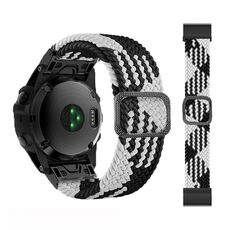 Per Garmin Fenix 7X Cinturino elastico intrecciato in nylon regolabile (nero bianco)