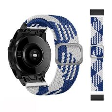 Per Garmin Fenix 7 cinturino elastico intrecciato in nylon regolabile (blu bianco)