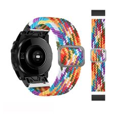 Per Garmin Fenix 7 Cinturino elastico intrecciato in nylon regolabile (Rainbow 02)