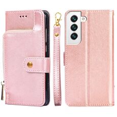 Custodia per cellulare in pelle con cerniera per Samsung Galaxy S23 + 5G (oro rosa)