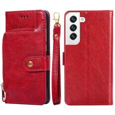 Custodia per cellulare in pelle con cerniera per Samsung Galaxy S23 + 5G (rosso)
