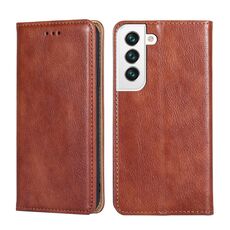 Per Samsung Galaxy S23 + 5G Custodia per telefono in pelle magnetica tinta unita lucida olio (marrone)