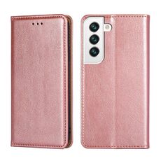 Per Samsung Galaxy S23+ 5G Custodia per telefono in pelle magnetica tinta unita lucida a olio (oro rosa)