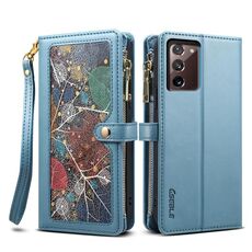 Per Samsung Galaxy Note20 ESEBLE Star Series Lanyard Zipper Wallet Custodia in pelle RFID (blu)