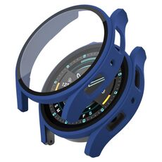 Per Samsung Galaxy Watch5 PC smerigliato + custodia protettiva per orologio integrata con pellicola temperata (blu scuro)