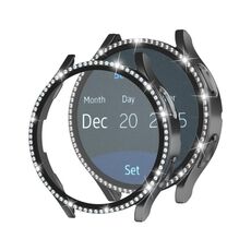Per Samsung Galaxy Watch4 40 mm singola fila di diamanti elettrolitico PC + cassa dell'orologio in pellicola temperata (nero)