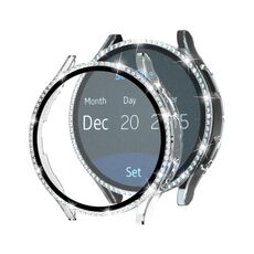 Per Samsung Galaxy Watch4 40mm Singola fila di diamanti elettrolitico PC + cassa dell'orologio in pellicola temperata (trasparente)