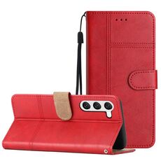 Per Samsung Galaxy S23 + 5G Custodia in pelle per telefono in pelle bovina stile business (rosso)