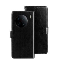 Per vivo X90 Pro+ idewei Custodia per telefono in pelle Crazy Horse Texture (nera)