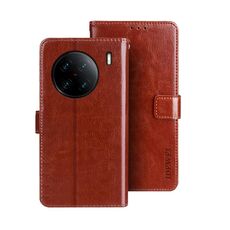 Custodia in pelle per vivo X90 Pro+ idewei Crazy Horse Texture (marrone)