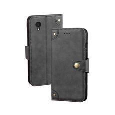 Per Alcatel 1 Ultra idewei Custodia in pelle con texture retrò (nera)