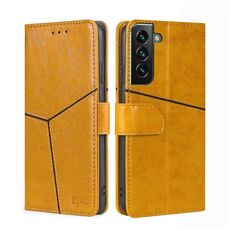 Per Samsung Galaxy S23+ 5G Custodia per telefono in pelle con cuciture geometriche orizzontali (giallo)