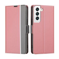 Per Samsung Galaxy S23 5G Custodia per telefono in pelle con bottoni laterali in tessuto twill (rosa)