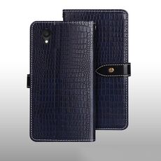 Per Alcatel 1 Ultra idewei Custodia per cellulare in pelle di coccodrillo (blu scuro)