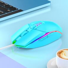 Mouse da gioco per ufficio con cavo USB luce colorata S700 (blu)