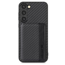 Per Samsung Galaxy S23 5G Custodia per telefono con borsa magnetica in fibra di carbonio (nero)