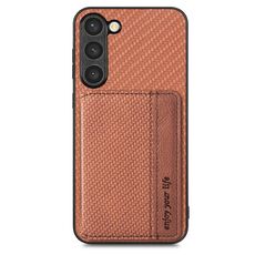 Per Samsung Galaxy S23 5G Custodia per cellulare magnetica in fibra di carbonio (marrone)