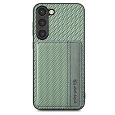 Per Samsung Galaxy S23 + 5G Custodia per telefono con borsa magnetica in fibra di carbonio (verde)