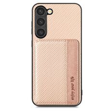 Per Samsung Galaxy S23 + 5G Custodia per telefono con borsa magnetica in fibra di carbonio (cachi)