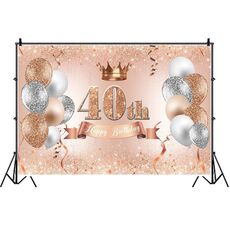 MDN121220 1,5 m x 1 m rosa dorato palloncino festa di compleanno sfondo panno fotografia foto panno pittorico