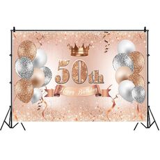 MDN12121 1.5m x 1m Rose Golden Balloon Festa di compleanno Sfondo Panno Fotografia Foto Panno pittorico