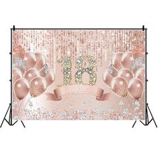 MDU05520 1.5m x 1m Rose Golden Balloon Festa di compleanno Sfondo Panno Fotografia Foto Panno pittorico