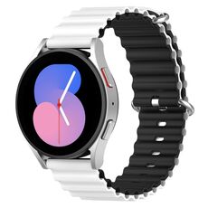Cinturino per orologio bicolore in silicone stile oceano universale da 20 mm (bianco nero)