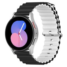 Cinturino per orologio bicolore in silicone stile oceano universale da 20 mm (nero bianco)