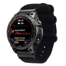 Per Garmin Fenix 7 cinturino in nylon con fibbia in acciaio a tre anelli (nero)