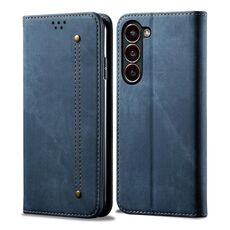 Custodia in pelle per Samsung Galaxy S23+ 5G Denim Texture (blu)