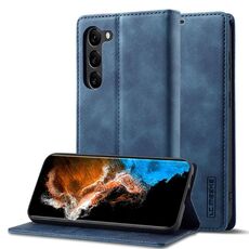 Per Samsung Galaxy S23 5G LC.IMEEKE Custodia per telefono in pelle opaca ultra sottile con forte magnetismo (blu)