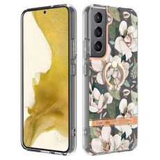 Per Samsung Galaxy S23+ 5G Custodia per telefono in TPU con fiori e piante serie IMD con supporto ad anello (verde Gardenia)