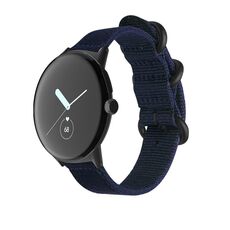 Per il cinturino dell'orologio con fibbia in acciaio intrecciato in nylon di Google Pixel Watch (blu scuro + nero)