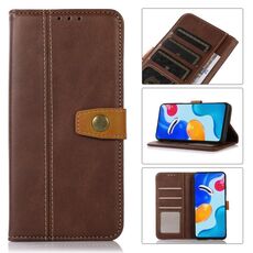 Per Samsung Galaxy S23 5G Custodia per telefono in pelle con trama di vitello con filo cucito (caffè)