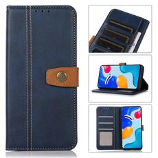 Per Samsung Galaxy S23+ 5G Custodia per telefono in pelle con trama in pelle di vitello cucita (blu)
