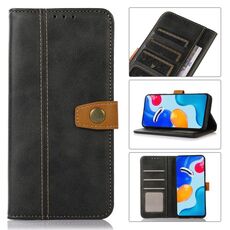 Per Samsung Galaxy S23+ 5G Custodia per telefono in pelle con trama di vitello con filo cucito (nero)