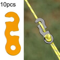 10pcs Baracche all'aperto Lega di alluminio Fibbia per corda per ombrello Fibbia per corda per vento a forma di S (arancione)